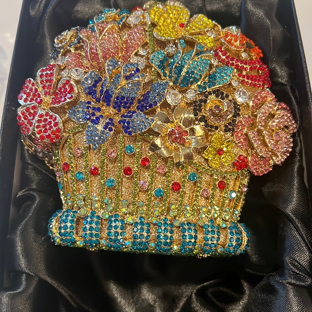 Luxury Women Crystal Clutch Flower Evening Bag